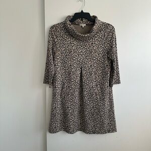 Tyler Boe Animal Print Cowl Neck Midi Dress
